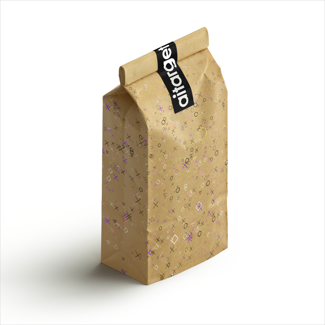 Paper bag with sticker