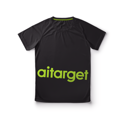 Black men's T-shirt with a green Aitarget logo