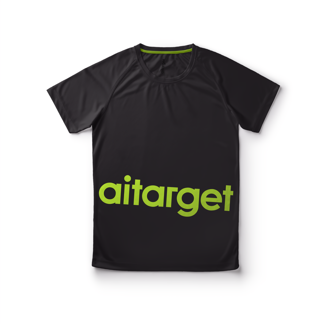 Black men's T-shirt with a green Aitarget logo
