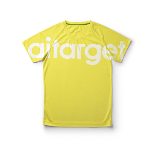 Yellow men's T-shirt with a white Aitarget logo