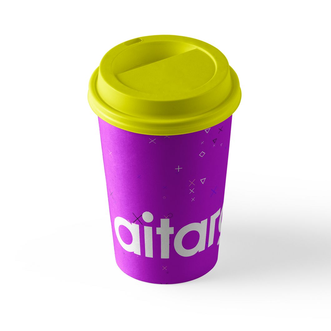 Paper coffee cup with plastic lid
